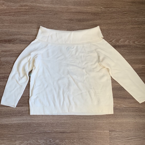 Anthropologie Shelby Off Shoulder Cream Sweater - Picture 7 of 7